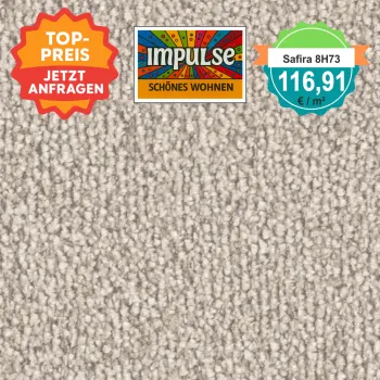 Vorwerk Safira Teppichboden Farbcode 8H73 – Draufsicht mit Preisetikett 116,91 €/m²